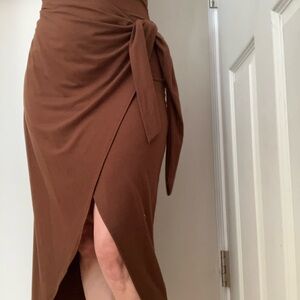 Elegant Brown Wrap Dress